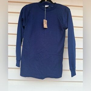 Vintage Sears Winter Skins Thermal Knit Crewneck Navy Blue Size Medium Unisex